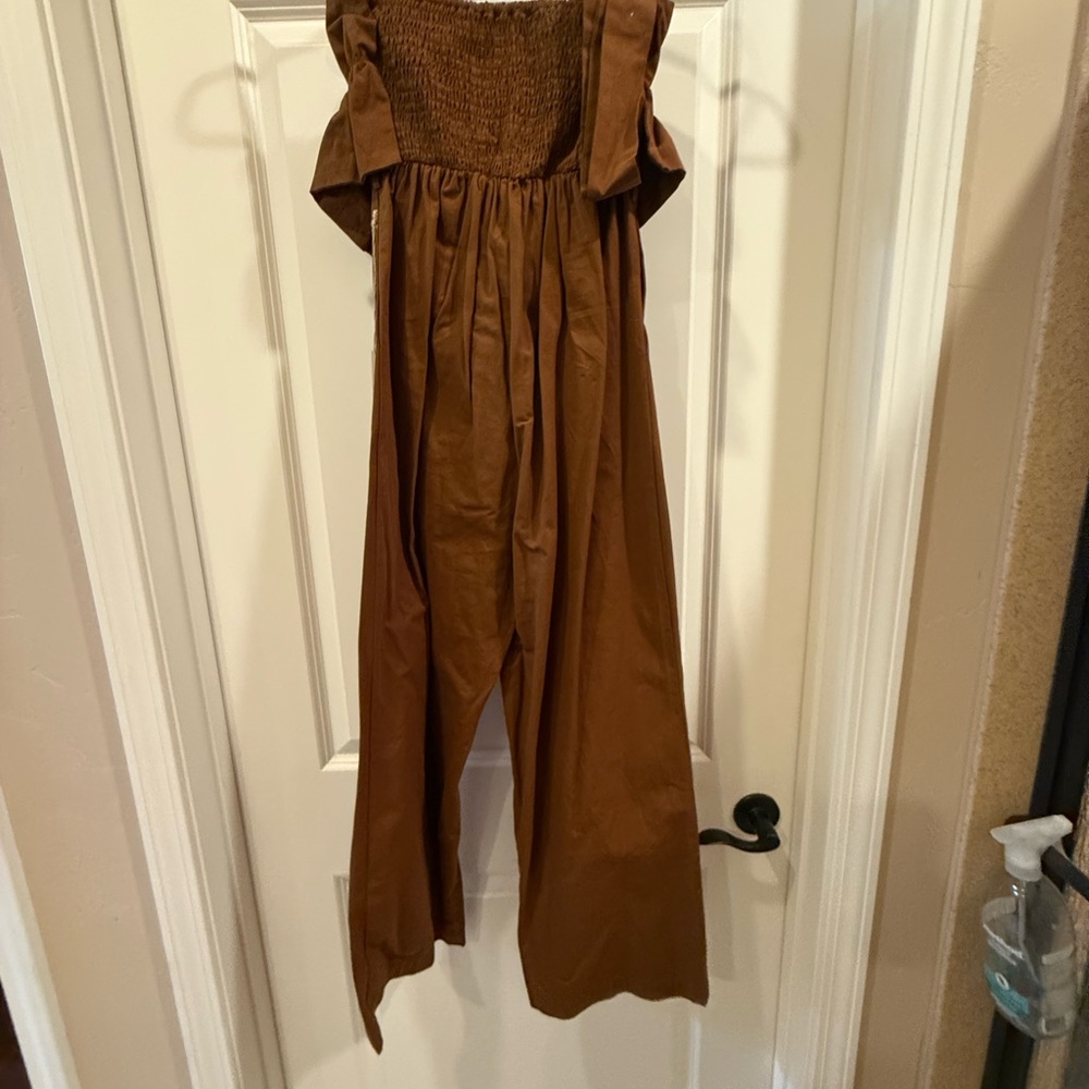 Brown Off-Shoulder Maxi Dress